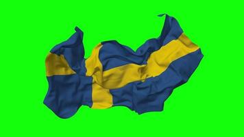 Sverige flagga sömlös looping flygande i vind, looped stöta textur trasa vinka långsam rörelse, krom nyckel, luma matt urval av flagga, 3d tolkning video