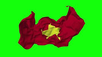 Vietnam Flag Seamless Looping Flying in Wind, Looped Bump Texture Cloth Waving Slow Motion, Chroma Key, Luma Matte Selection of Flag, 3D Rendering video