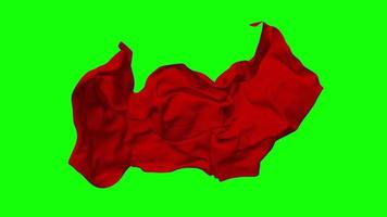 rojo bandera sin costura bucle volador en viento, serpenteado bache textura paño ondulación lento movimiento, croma llave, luma mate selección de bandera, 3d representación video