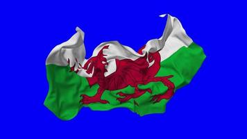 Wales Flagge nahtlos Schleifen fliegend im Wind, geloopt stoßen Textur Stoff winken schleppend Bewegung, Chroma Taste, Luma matt Auswahl von Flagge, 3d Rendern video