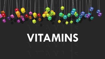 All Vitamins Blocks Hanging on Top, 3D Rendering video