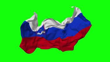 Slovenia Flag Seamless Looping Flying in Wind, Looped Bump Texture Cloth Waving Slow Motion, Chroma Key, Luma Matte Selection of Flag, 3D Rendering video