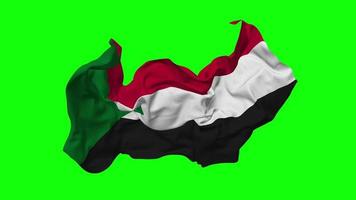 Sudan Flag Seamless Looping Flying in Wind, Looped Bump Texture Cloth Waving Slow Motion, Chroma Key, Luma Matte Selection of Flag, 3D Rendering video