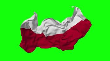 Poland Flag Seamless Looping Flying in Wind, Looped Bump Texture Cloth Waving Slow Motion, Chroma Key, Luma Matte Selection of Flag, 3D Rendering video