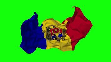 Moldavië vlag naadloos looping vliegend in wind, lusvormige buil structuur kleding golvend langzaam beweging, chroma sleutel, luma matte selectie van vlag, 3d renderen video