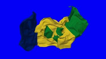 heilige vincent en de grenadines vlag naadloos looping vliegend in wind, lusvormige buil structuur kleding golvend langzaam beweging, chroma sleutel, luma matte selectie van vlag, 3d renderen video