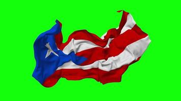 puerto rico bandera sin costura bucle volador en viento, serpenteado bache textura paño ondulación lento movimiento, croma llave, luma mate selección de bandera, 3d representación video