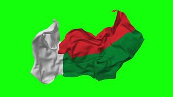 Madagascar Flag Seamless Looping Flying in Wind, Looped Bump Texture Cloth Waving Slow Motion, Chroma Key, Luma Matte Selection of Flag, 3D Rendering video