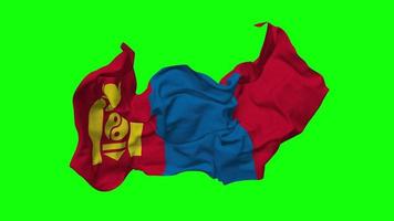 mongoliet flagga sömlös looping flygande i vind, looped stöta textur trasa vinka långsam rörelse, krom nyckel, luma matt urval av flagga, 3d tolkning video