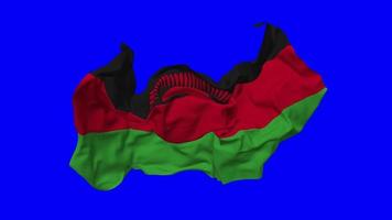 Malawi vlag naadloos looping vliegend in wind, lusvormige buil structuur kleding golvend langzaam beweging, chroma sleutel, luma matte selectie van vlag, 3d renderen video