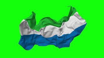 sierra leona bandera sin costura bucle volador en viento, serpenteado bache textura paño ondulación lento movimiento, croma llave, luma mate selección de bandera, 3d representación video