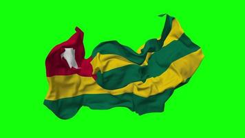Togo Flag Seamless Looping Flying in Wind, Looped Bump Texture Cloth Waving Slow Motion, Chroma Key, Luma Matte Selection of Flag, 3D Rendering video