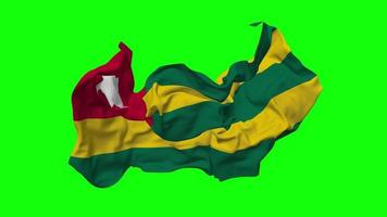 Togo Flag Seamless Looping Flying in Wind, Looped Bump Texture Cloth Waving Slow Motion, Chroma Key, Luma Matte Selection of Flag, 3D Rendering video