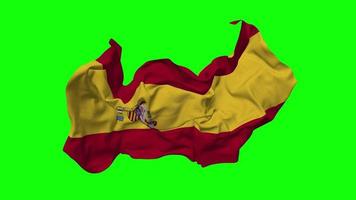 Spain Flag Seamless Looping Flying in Wind, Looped Bump Texture Cloth Waving Slow Motion, Chroma Key, Luma Matte Selection of Flag, 3D Rendering video