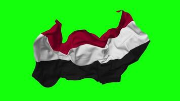 Yemen bandera sin costura bucle volador en viento, serpenteado bache textura paño ondulación lento movimiento, croma llave, luma mate selección de bandera, 3d representación video