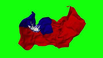 Taiwan Flag Seamless Looping Flying in Wind, Looped Bump Texture Cloth Waving Slow Motion, Chroma Key, Luma Matte Selection of Flag, 3D Rendering video