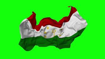 Tajikistan Flag Seamless Looping Flying in Wind, Looped Bump Texture Cloth Waving Slow Motion, Chroma Key, Luma Matte Selection of Flag, 3D Rendering video