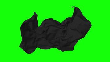 zwart vlag naadloos looping vliegend in wind, lusvormige buil structuur kleding golvend langzaam beweging, chroma sleutel, luma matte selectie van vlag, 3d renderen video