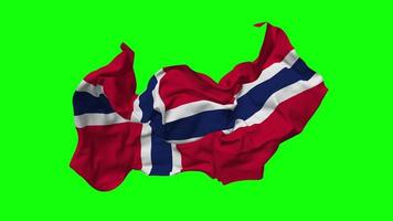 Norway Flag Seamless Looping Flying in Wind, Looped Bump Texture Cloth Waving Slow Motion, Chroma Key, Luma Matte Selection of Flag, 3D Rendering video