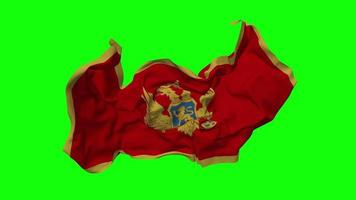 Montenegro Flagge nahtlos Schleifen fliegend im Wind, geloopt stoßen Textur Stoff winken schleppend Bewegung, Chroma Taste, Luma matt Auswahl von Flagge, 3d Rendern video