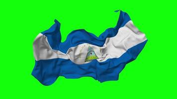 Nicaragua vlag naadloos looping vliegend in wind, lusvormige buil structuur kleding golvend langzaam beweging, chroma sleutel, luma matte selectie van vlag, 3d renderen video