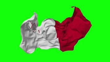 Malta Flag Seamless Looping Flying in Wind, Looped Bump Texture Cloth Waving Slow Motion, Chroma Key, Luma Matte Selection of Flag, 3D Rendering video