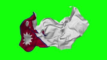 Nepal bandeira desatado looping vôo dentro vento, em loop colisão textura pano acenando lento movimento, croma chave, luma fosco seleção do bandeira, 3d Renderização video