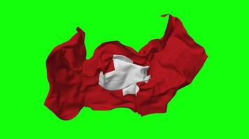 Suiza bandera sin costura bucle volador en viento, serpenteado bache textura paño ondulación lento movimiento, croma llave, luma mate selección de bandera, 3d representación video