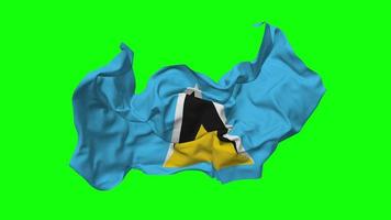 Saint Lucia Flag Seamless Looping Flying in Wind, Looped Bump Texture Cloth Waving Slow Motion, Chroma Key, Luma Matte Selection of Flag, 3D Rendering video