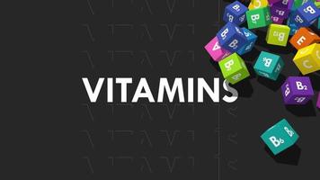 3d juguetes bloques de todas vitaminas que cae en piso, 3d representación video