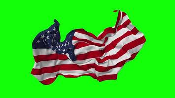 United State of America Flag Seamless Looping Flying in Wind, Looped Bump Texture Cloth Waving Slow Motion, Chroma Key, Luma Matte Selection of Flag, 3D Rendering video