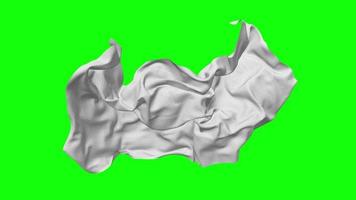 White Flag Seamless Looping Flying in Wind, Looped Bump Texture Cloth Waving Slow Motion, Chroma Key, Luma Matte Selection of Flag, 3D Rendering video