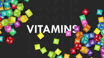 3d juguetes bloques de todas vitaminas que cae en piso, 3d representación video