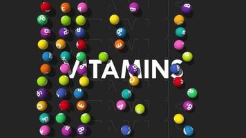 Vitamins 3D Colorful Balls Moving From Right to Left on Screen, 3D Rendering video