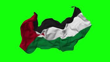 estado de Palestina bandera sin costura bucle volador en viento, serpenteado bache textura paño ondulación lento movimiento, croma llave, luma mate selección de bandera, 3d representación video