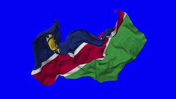 Namibia bandera sin costura bucle volador en viento, serpenteado bache textura paño ondulación lento movimiento, croma llave, luma mate selección de bandera, 3d representación video