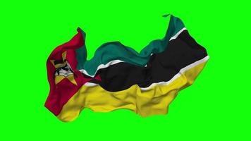 Mozambique Flag Seamless Looping Flying in Wind, Looped Bump Texture Cloth Waving Slow Motion, Chroma Key, Luma Matte Selection of Flag, 3D Rendering video