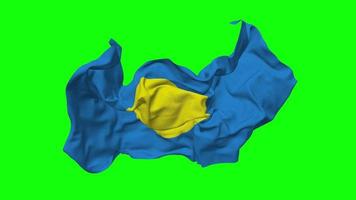 Palau Flag Seamless Looping Flying in Wind, Looped Bump Texture Cloth Waving Slow Motion, Chroma Key, Luma Matte Selection of Flag, 3D Rendering video