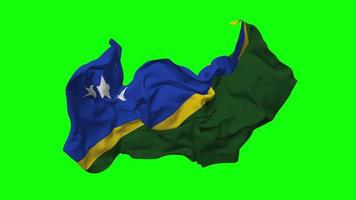 Solomon eilanden vlag naadloos looping vliegend in wind, lusvormige buil structuur kleding golvend langzaam beweging, chroma sleutel, luma matte selectie van vlag, 3d renderen video
