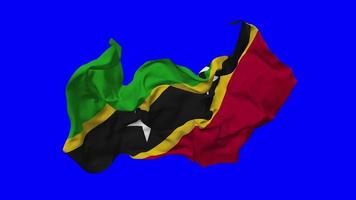 Saint Kitts and Nevis Flag Seamless Looping Flying in Wind, Looped Bump Texture Cloth Waving Slow Motion, Chroma Key, Luma Matte Selection of Flag, 3D Rendering video