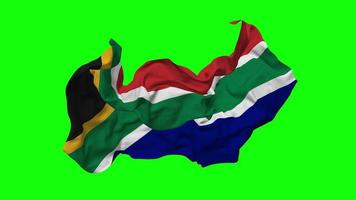 söder afrika flagga sömlös looping flygande i vind, looped stöta textur trasa vinka långsam rörelse, krom nyckel, luma matt urval av flagga, 3d tolkning video