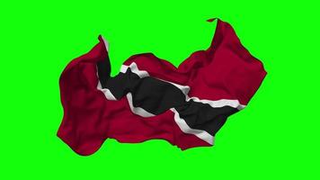 Trinidad en Tobago vlag naadloos looping vliegend in wind, lusvormige buil structuur kleding golvend langzaam beweging, chroma sleutel, luma matte selectie van vlag, 3d renderen video