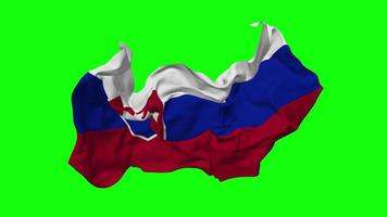 Slovakia Flag Seamless Looping Flying in Wind, Looped Bump Texture Cloth Waving Slow Motion, Chroma Key, Luma Matte Selection of Flag, 3D Rendering video