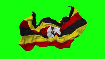 Uganda bandera sin costura bucle volador en viento, serpenteado bache textura paño ondulación lento movimiento, croma llave, luma mate selección de bandera, 3d representación video