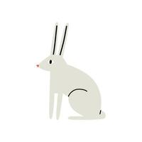 cute gray rabbit in flat trendy style. Easter, spring, animals. hand drawn vector illustration