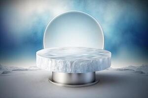 Circle podium platform product showcase cool ice theme Made with photo