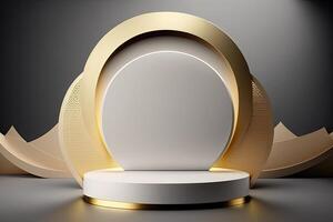 Circle round podium stage platform gold luxury product placement display Made with photo