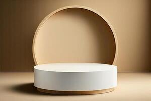 Circle round podium stage platform minimalist luxury product placement display Made with photo