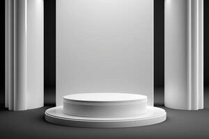 Round empty podium platform product display luxury white gray minimalist Made with photo