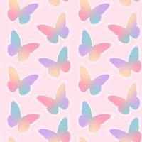 Y2k gradient seamless pattern with butterflies. Abstract geometric shape in trendy retro style. vector